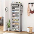 Meuble à Chaussures 10 Niveaux avec Housse de Protection